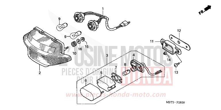 FEU ARRIERE de Varadero ABS MUTE BLACK METALLIC (NH359) 2004